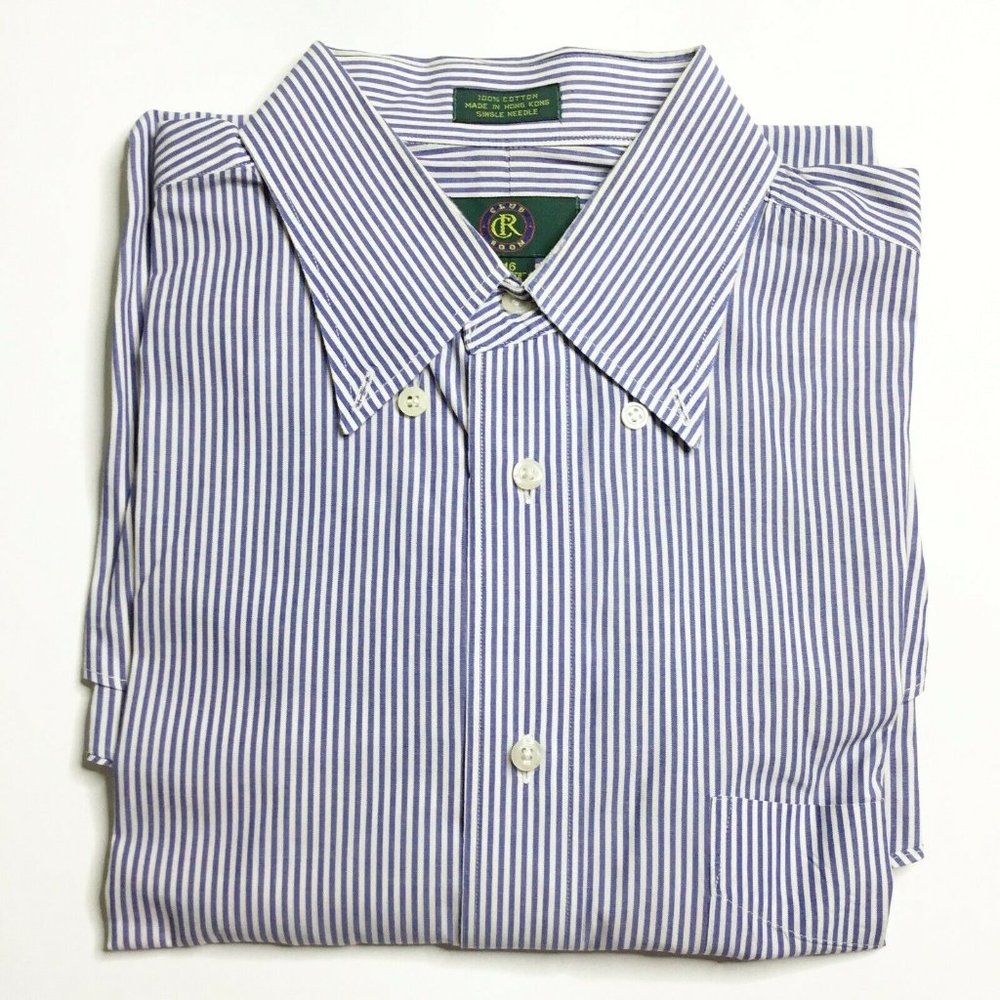 Club Room Shirt Men 16 White Stripes Long Sleeve